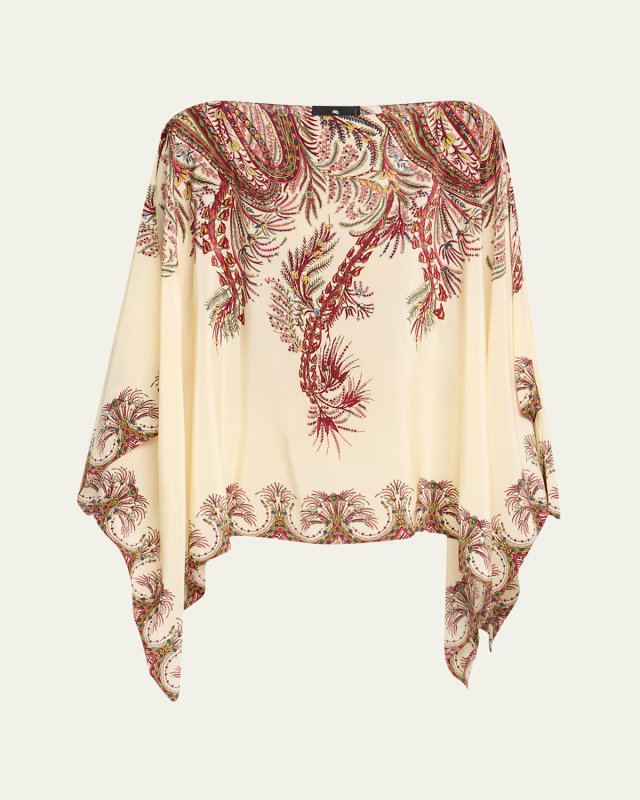 Printed Silk Poncho